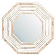 Vintage Octagonal Wooden Wall Mirror